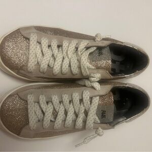 Champagne Glitter P448 Sneakers with faux hair on heel size 39